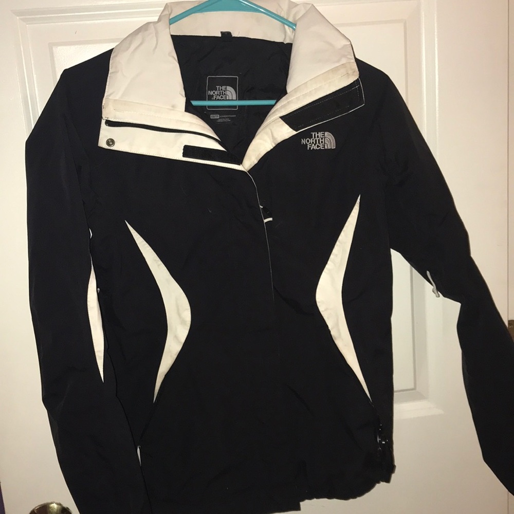 Black and white north face jacket
